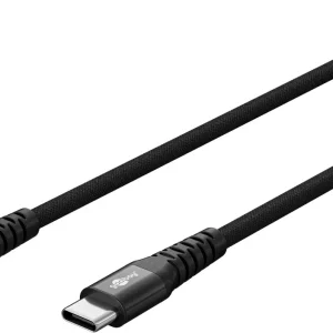 Goobay USB-C Supersoft Textile 1m Cable with Metal Plugs – Black
