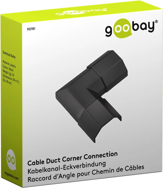 Goobay Cable Duct Corner Connection 33mm for Extending Cable Ducts - Black - Image 2