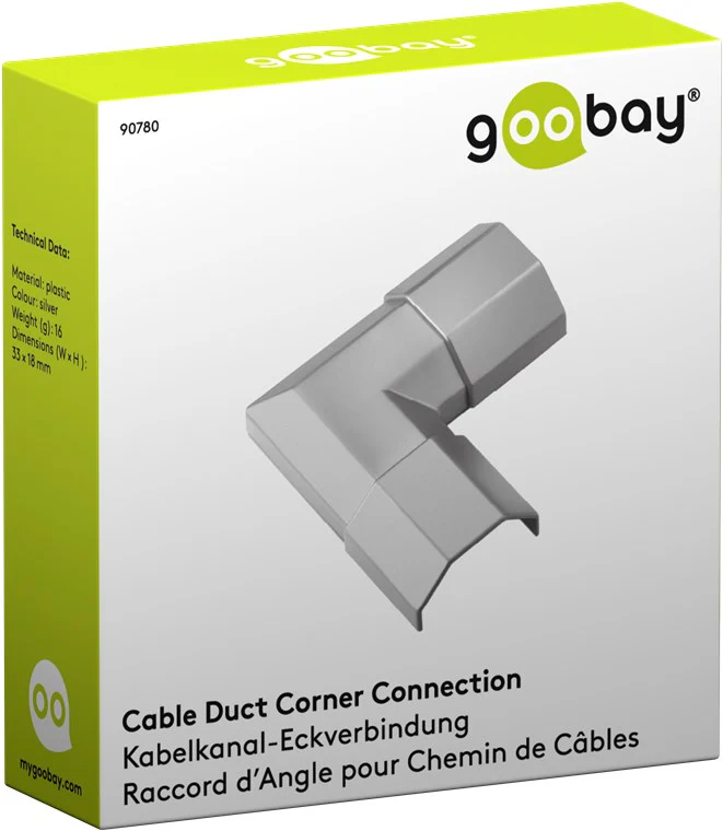Goobay Cable Duct Corner Connection 33mm for Extending Cable Ducts - Silver - Image 2