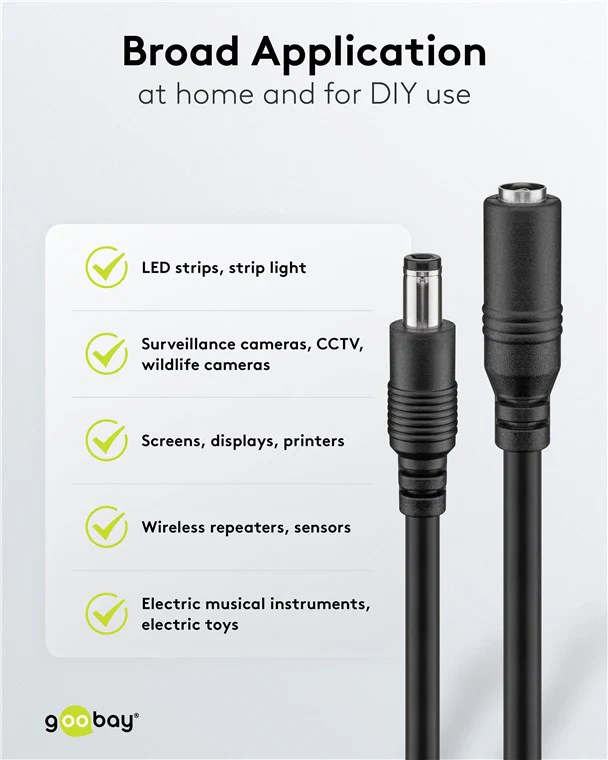 Goobay DC Extension 10m Cable 5.5 x 2.1mm - Black - Image 2