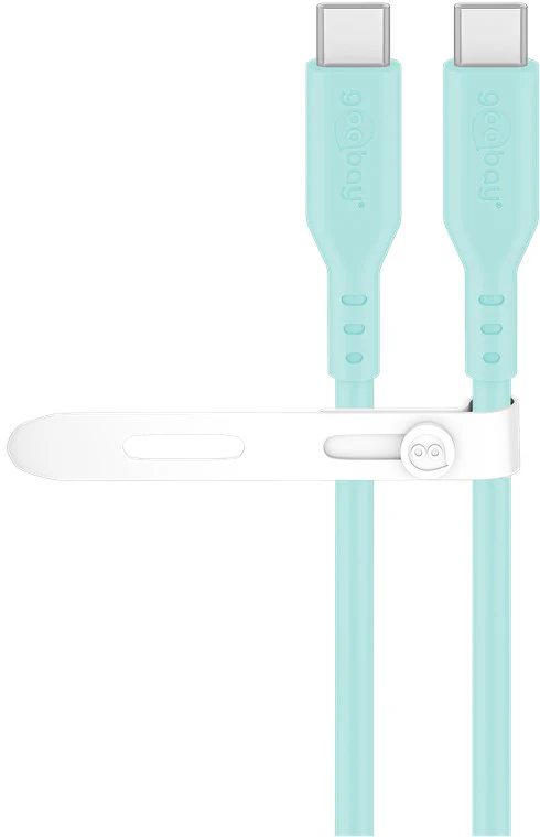 Goobay USB-C to USB-C Silicone 1.5m Charging Cable - Turquoise - Image 2