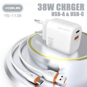 YESPLUS YS-1139 USB+Type-C 38W Charger – Type-C