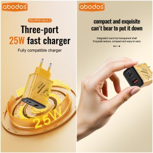 Abodos AS-CS316EU USB+PD*2 25W Charger – Type-C