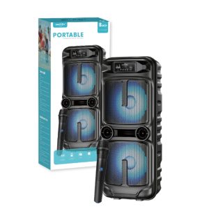 GTS-2021 Bluetooth 8″*2 Speaker W/Wireless Mic